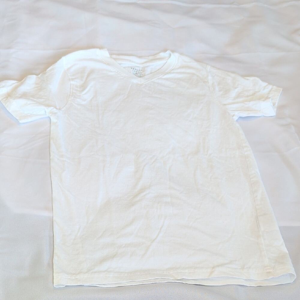 French Toast White V Neck T Shirt Boys Large 10/12 School Uniform Tee